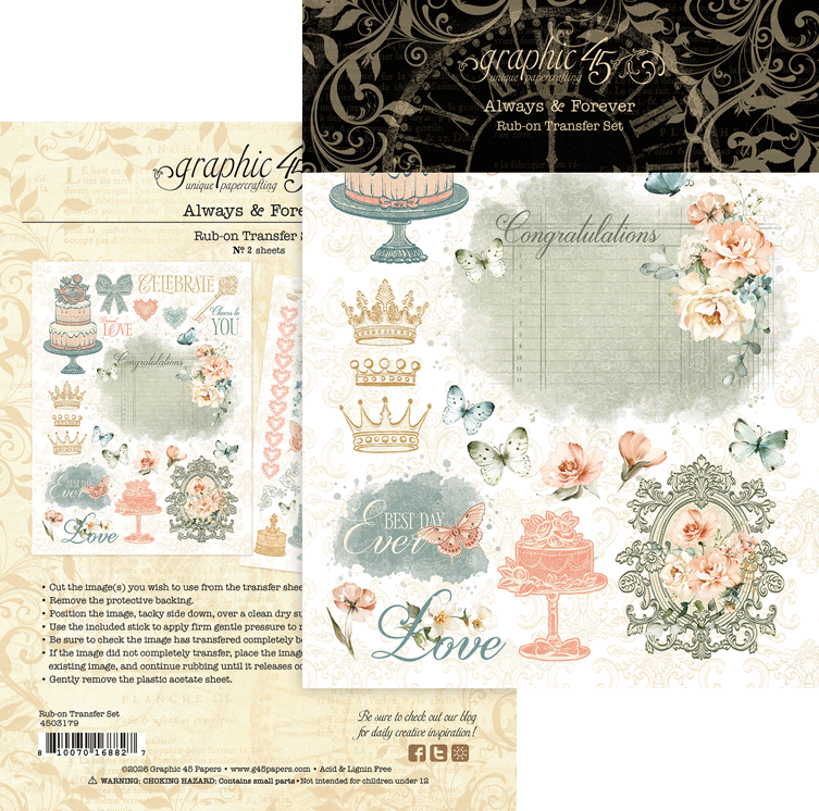 Graphic 45 Always & Forever Rub-on Transfers