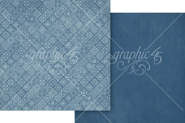 Graphic 45 Scenic Route 12X12 Ultramarine Blue Patterns and Solids
