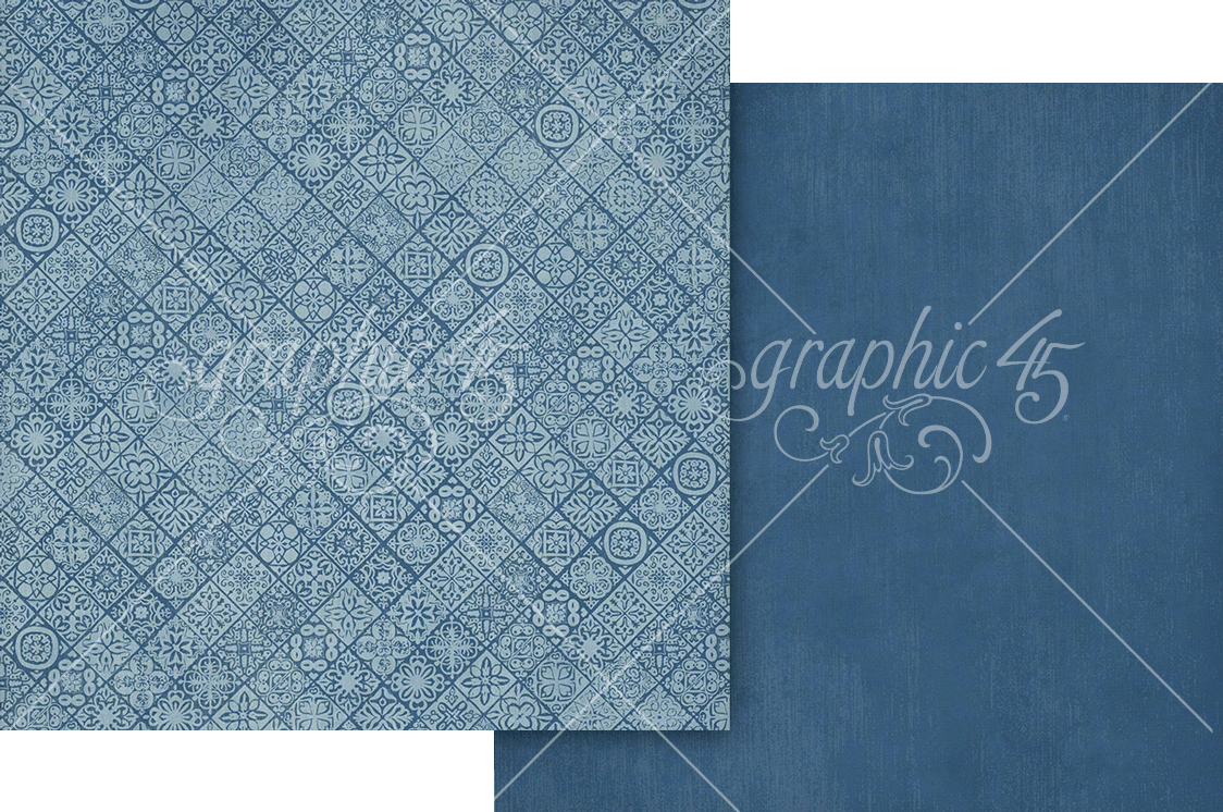 Graphic 45 Scenic Route 12X12 Ultramarine Blue Patterns and Solids