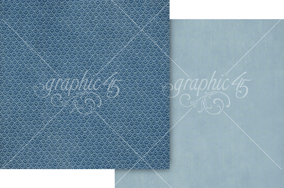 Graphic 45 Scenic Route 12X12 Azure Blue Patterns and Solids