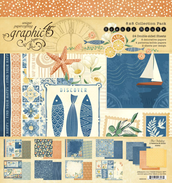 Graphic 45 Scenic Route 8X8 Collection Pack