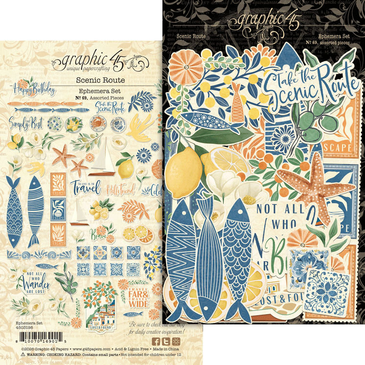 Graphic 45 Scenic Route Ephemera Set