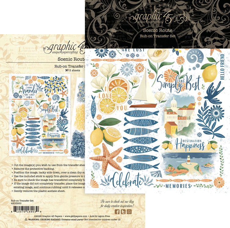 Graphic 45 Scenic Route Rub-on Transfers