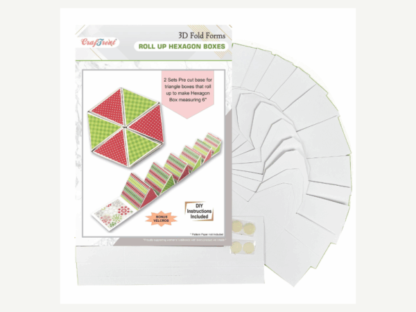Craftreat Scrapbook Hexagon Roll Up - White 2PCS