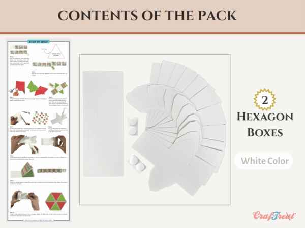 Craftreat Scrapbook Hexagon Roll Up - White 2PCS