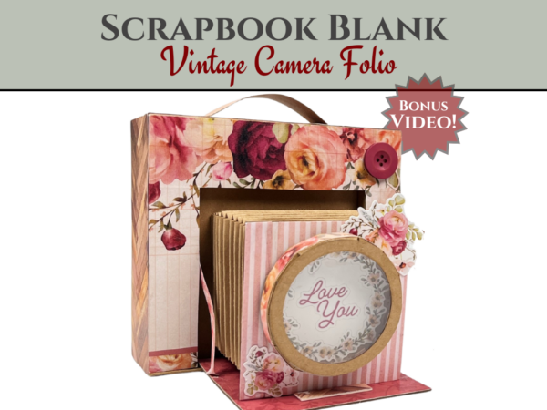 Craftreat Scrapbook Blank Precut Album Base - Vintage Camera - Black