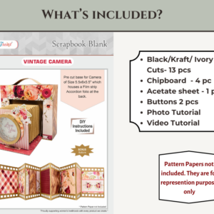 Craftreat Scrapbook Blank Precut Album Base - Vintage Camera - Black