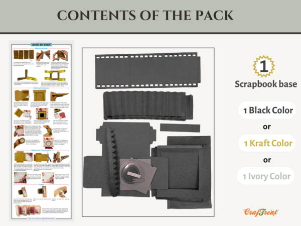Craftreat Scrapbook Blank Precut Album Base - Vintage Camera - Black
