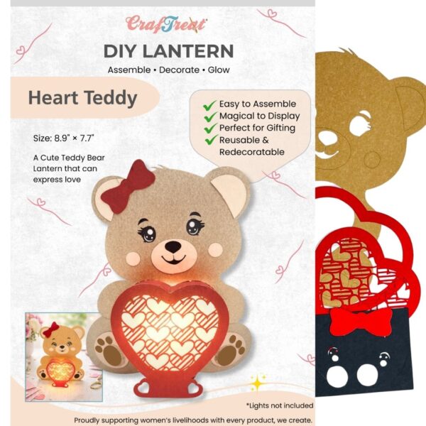 Craftreat Diy Paper Lanterns - Teddy With Heart