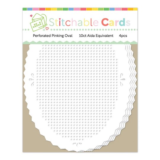 WAFFLE FLOWER STITCHABLE CARDS PERFORATED PINKING OVALS