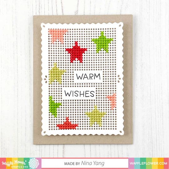 WAFFLE FLOWER DIE STITCHABLE PERFORATED PINKING RECTANGLE