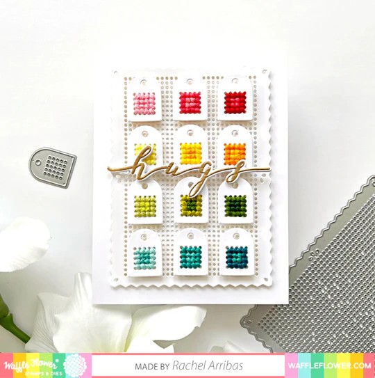 WAFFLE FLOWER DIE STITCHABLE PERFORATED PINKING RECTANGLE