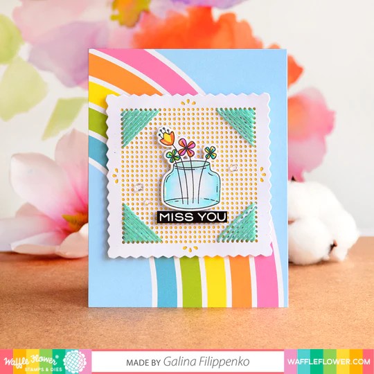 WAFFLE FLOWER DIE STITCHABLE PERFORATED PINKING SQUARE