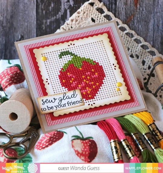 WAFFLE FLOWER DIE STITCHABLE PERFORATED PINKING SQUARE