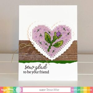 WAFFLE FLOWER DIE STITCHABLE PERFORATED PINKING HEART