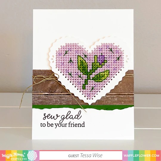 WAFFLE FLOWER DIE STITCHABLE PERFORATED PINKING HEART