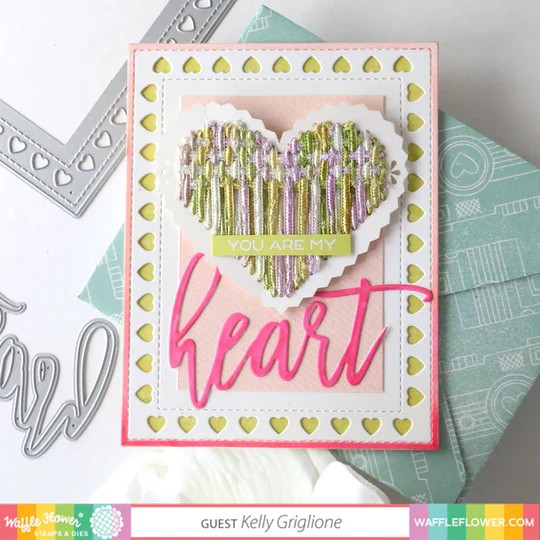 WAFFLE FLOWER DIE STITCHABLE PERFORATED PINKING HEART