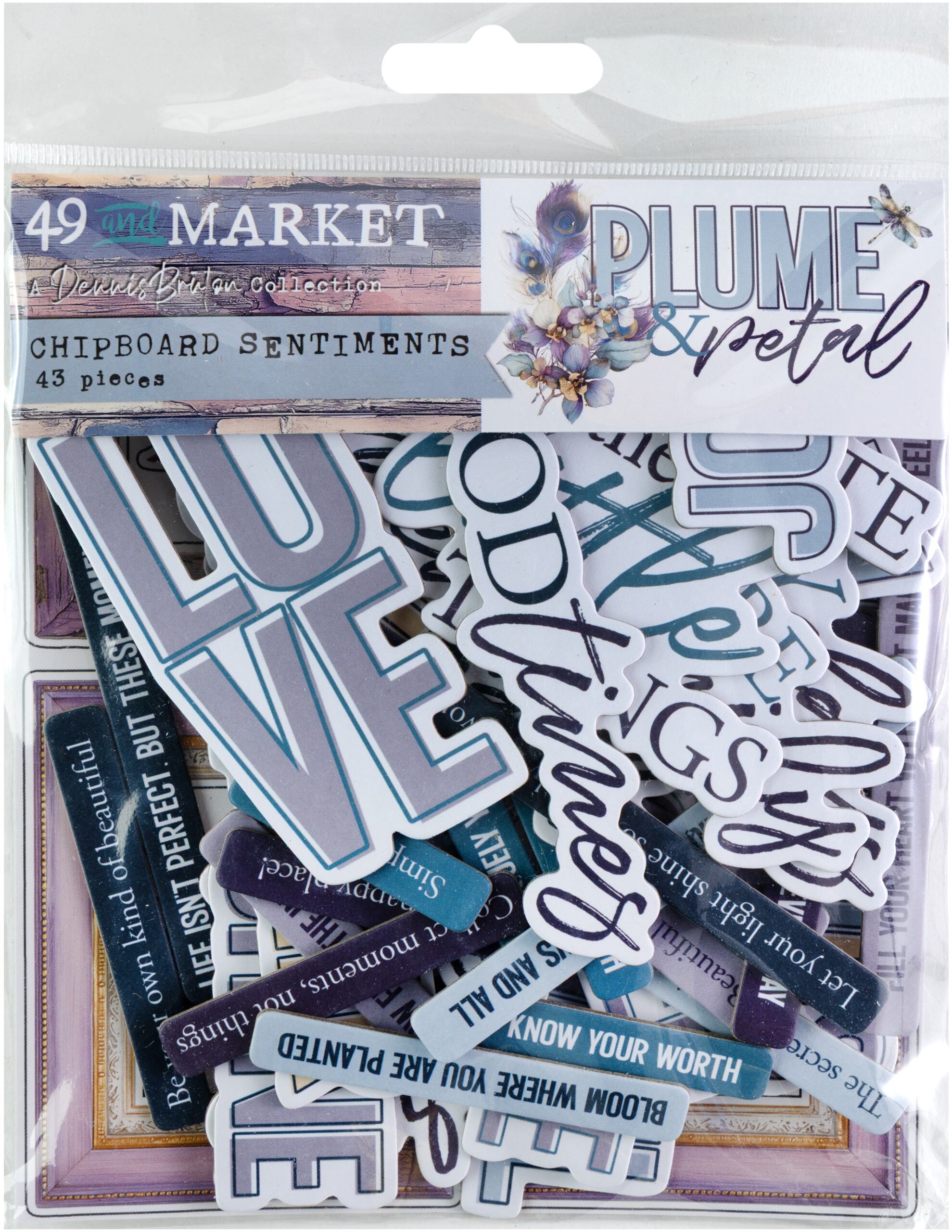 49 & MARKET PLUME & PETAL CHIPBOARD SENTIMENTS