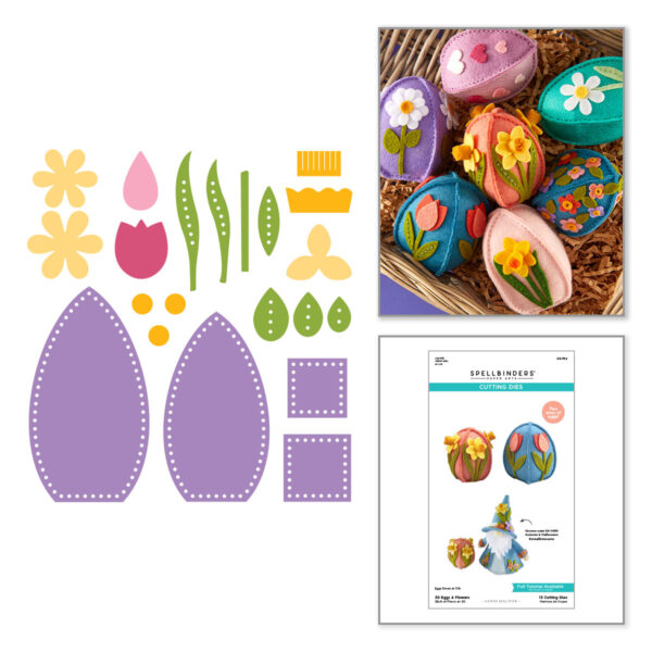 Spellbinders 3D Eggs & Flowers Felt Décor Etched Dies By Sandi Maciver