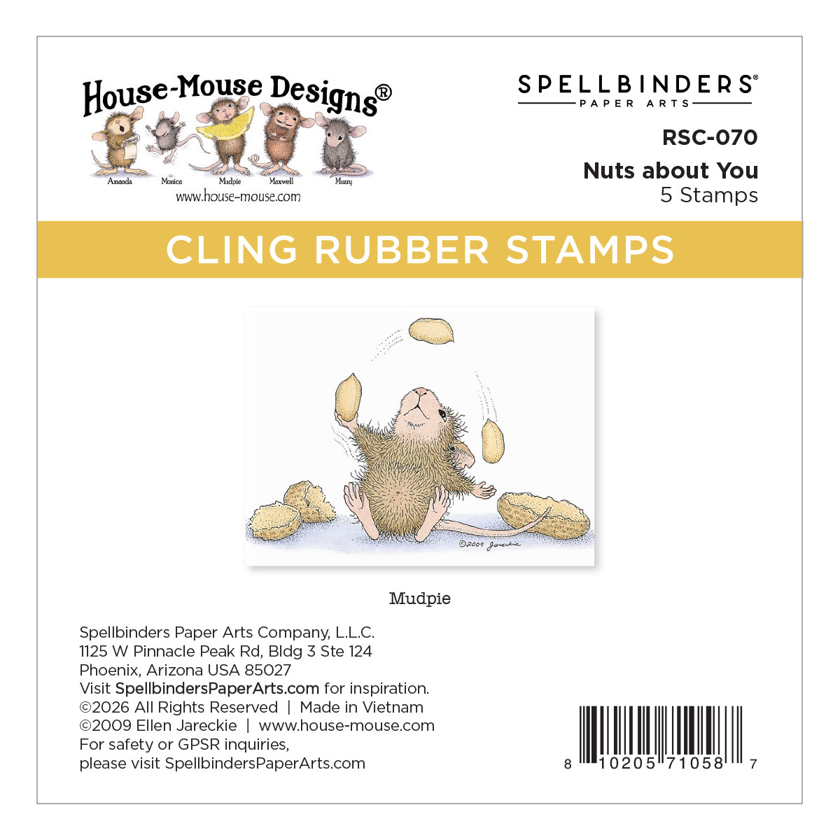 Spellbinders House-mouse Nuts About You Cling Stamp Set