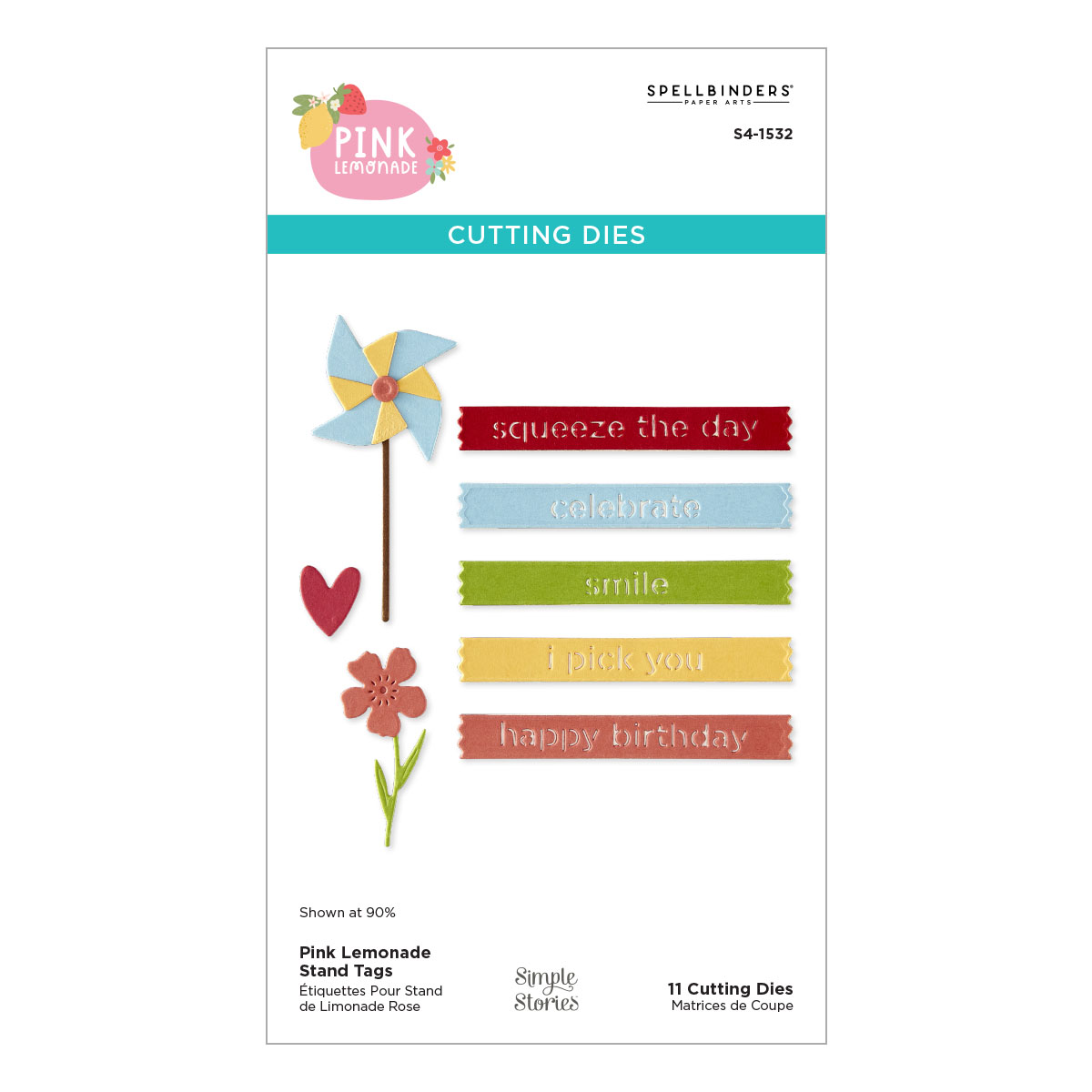 Spellbinders Pink Lemonade Stand Tags Etched Dies With Simple Stories
