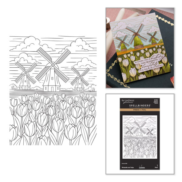 Spellbinders Windmills and Tulips Press + Foil Plate By Yana Smakula