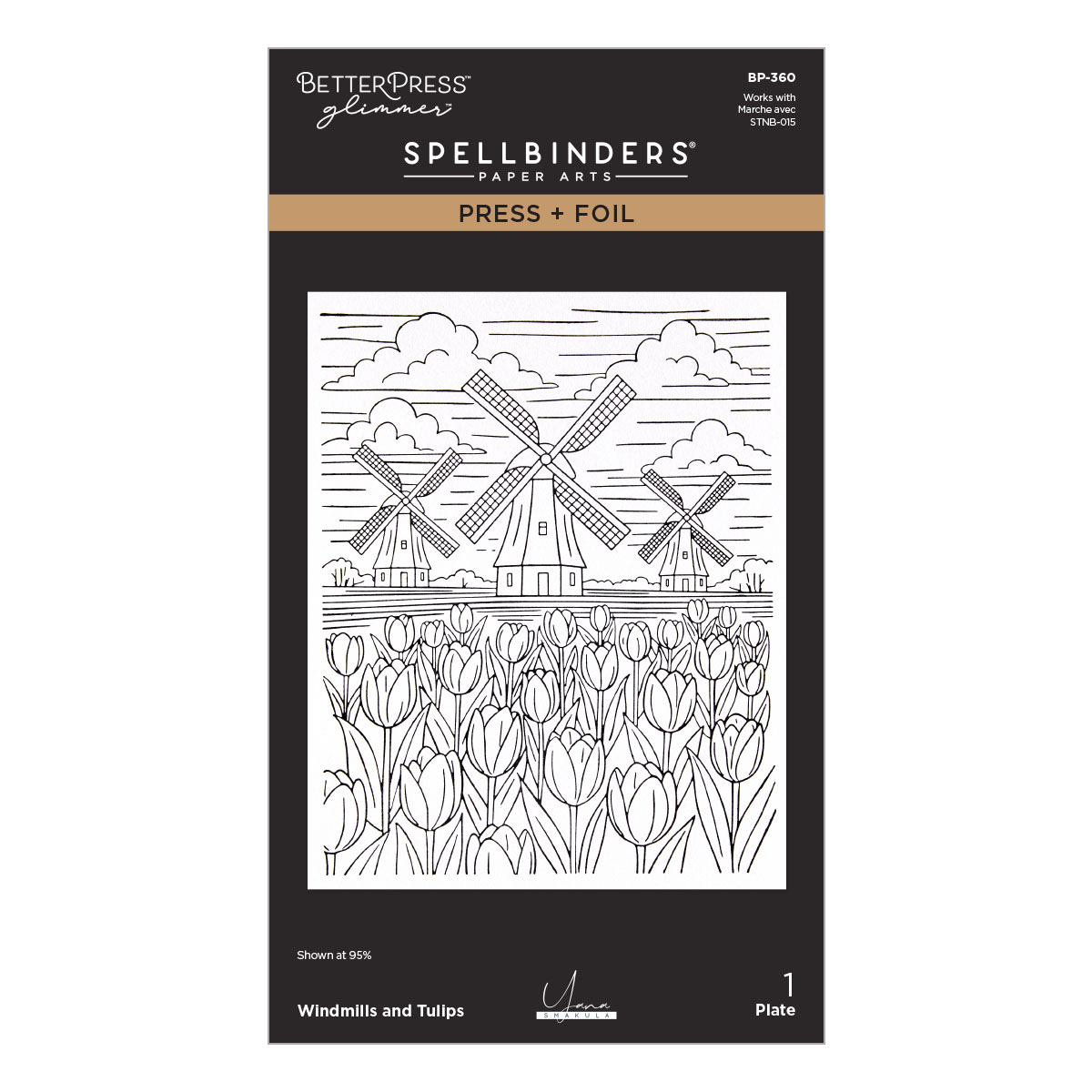 Spellbinders Windmills and Tulips Press + Foil Plate By Yana Smakula