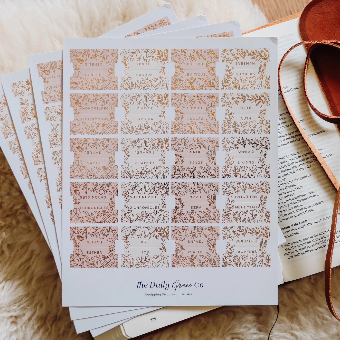 The Daily Grace Gold Foil Bible Tabs - Dusty Pink