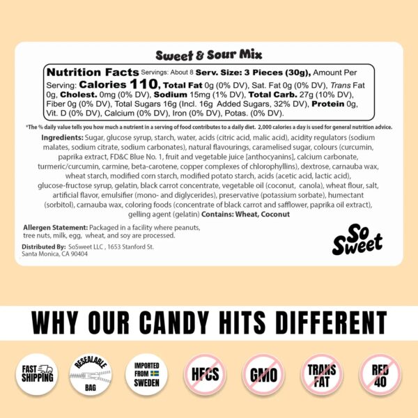 So Sweet Swedish Candy Sweet & Sour Mix (8 Oz)