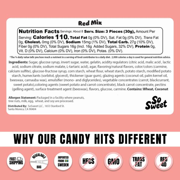 So Sweet Swedish Candy Red Mix (8 Oz)