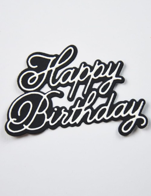 Birch Press Die Handwritten Happy Birthday and Outline