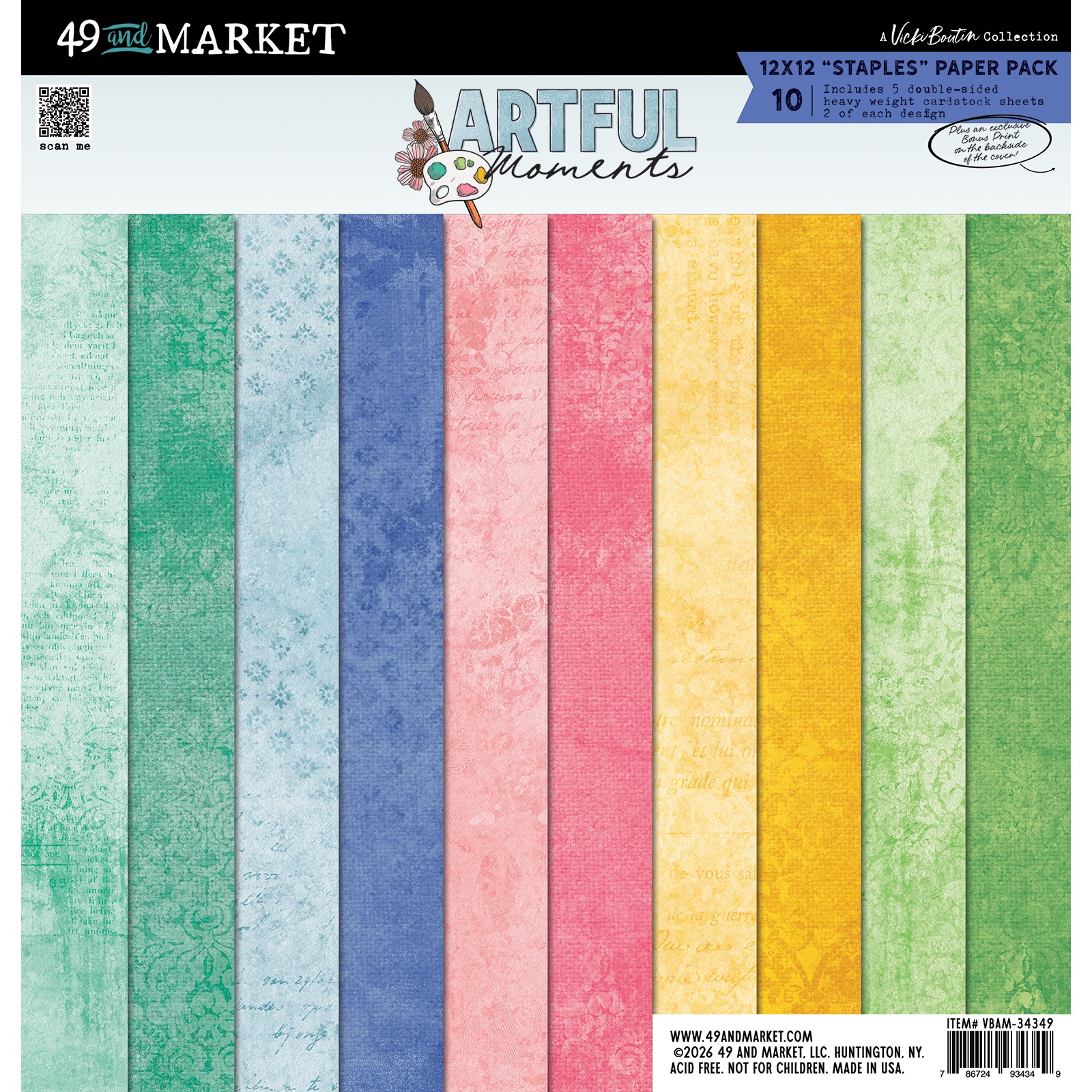 49&M Artful Moments 12X12 Staples Collection Pack