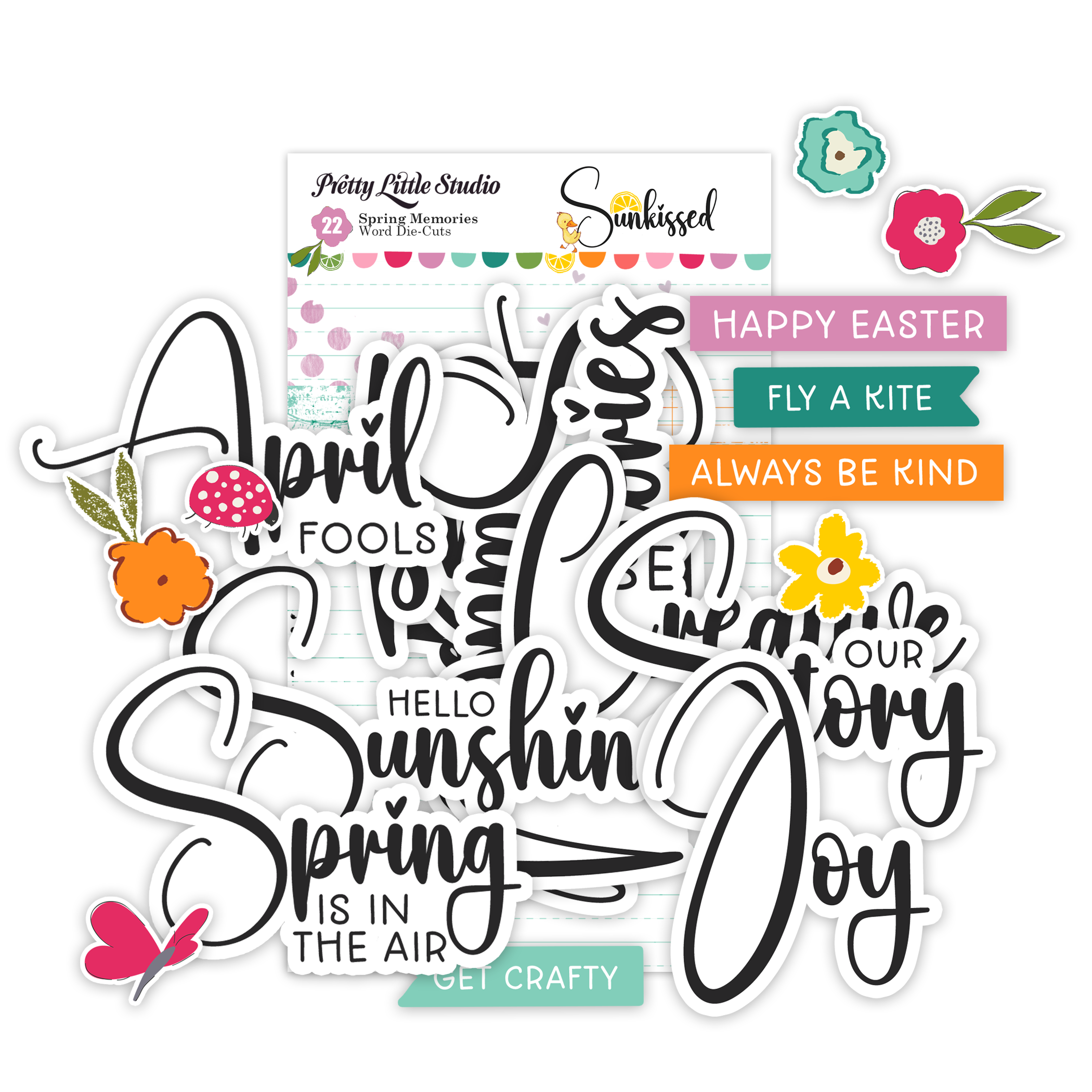 Pretty Little Studio Sunkissed Die Cuts Spring Memories Words