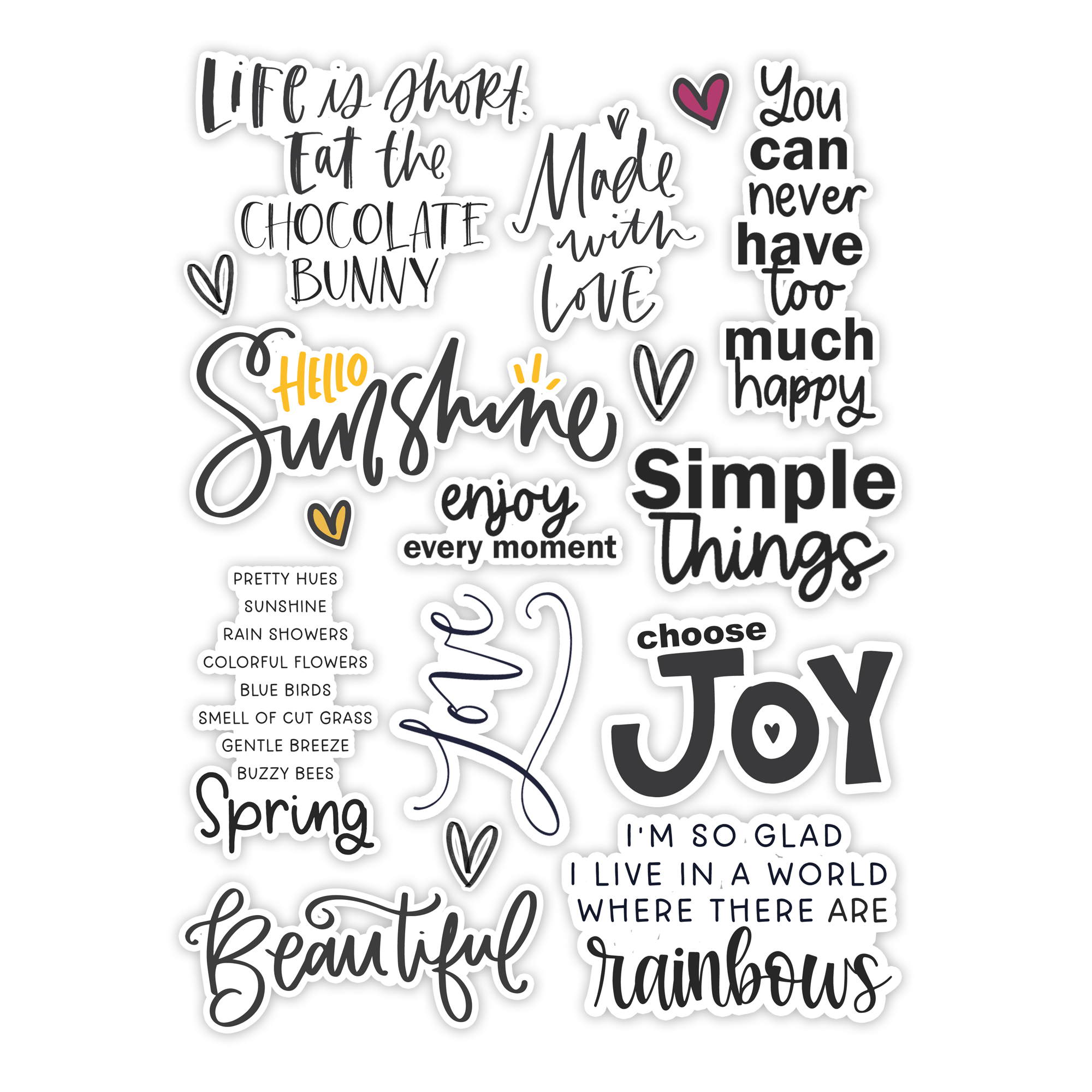 Pretty Little Studio Wildflower Die Cuts Chocolate Bunny Words