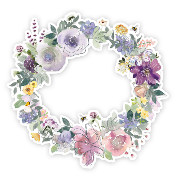 Pretty Little Studio Wildflower Wreath Die-cut Garden Rose 11″ Pretty Little Studio Wildflower Wreath Die-cut Garden Rose 11"