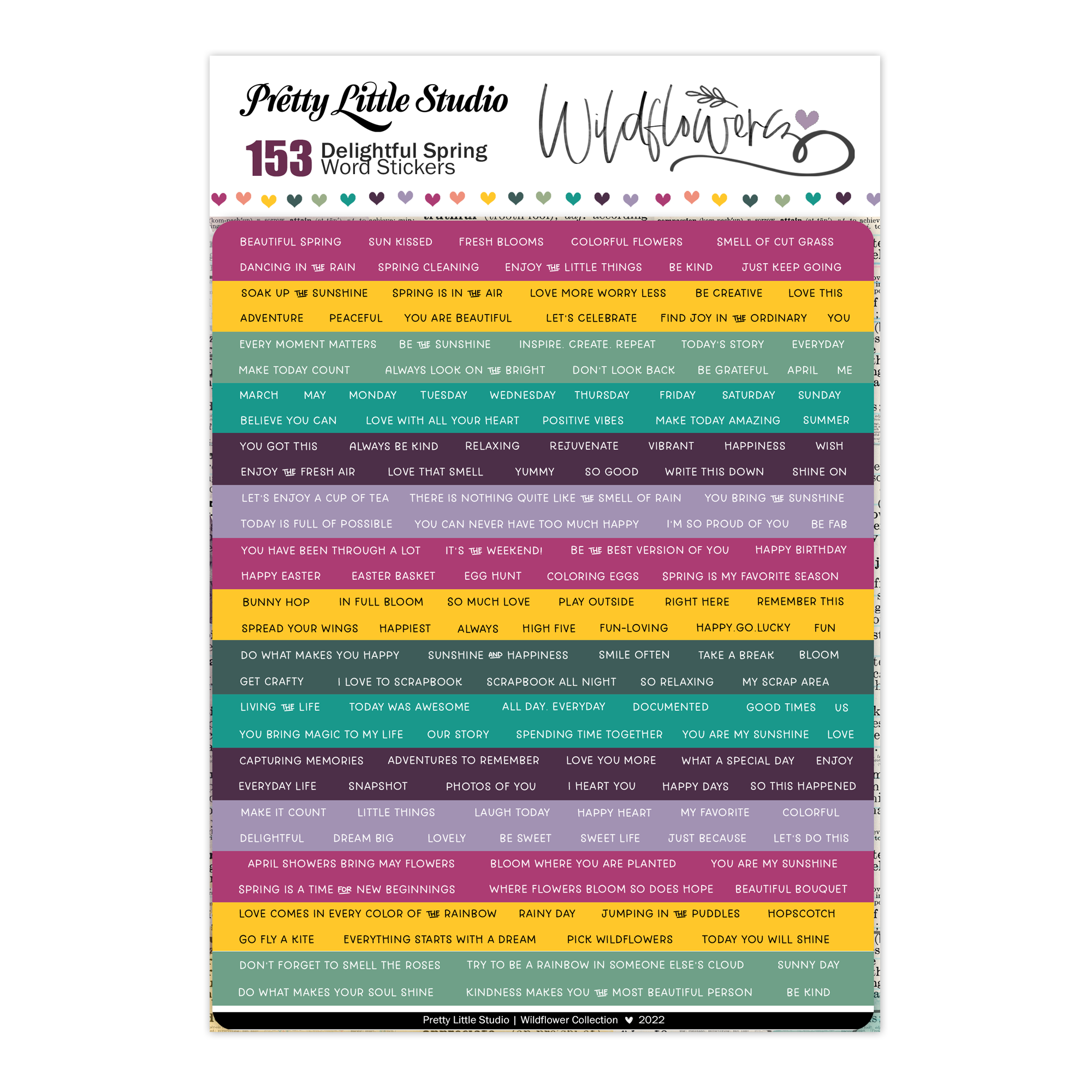 Pretty Little Studio Wildflower Stickers Delightful Spring Word Color