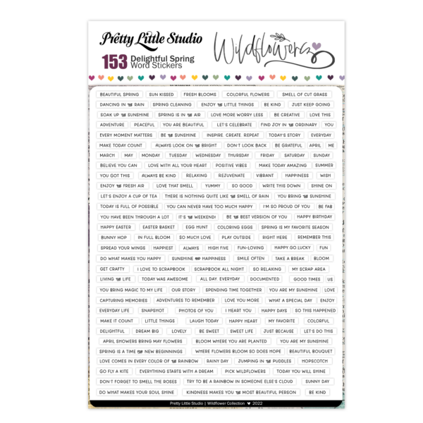 Pretty Little Studio Wildflower Stickers Delightful Spring Word White Pretty Little Studio Wildflower Stickers Delightful Spring Word White