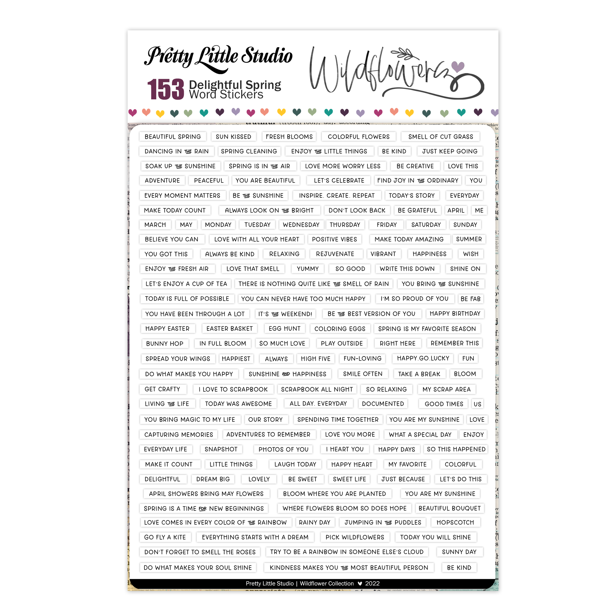 Pretty Little Studio Wildflower Stickers Delightful Spring Word White