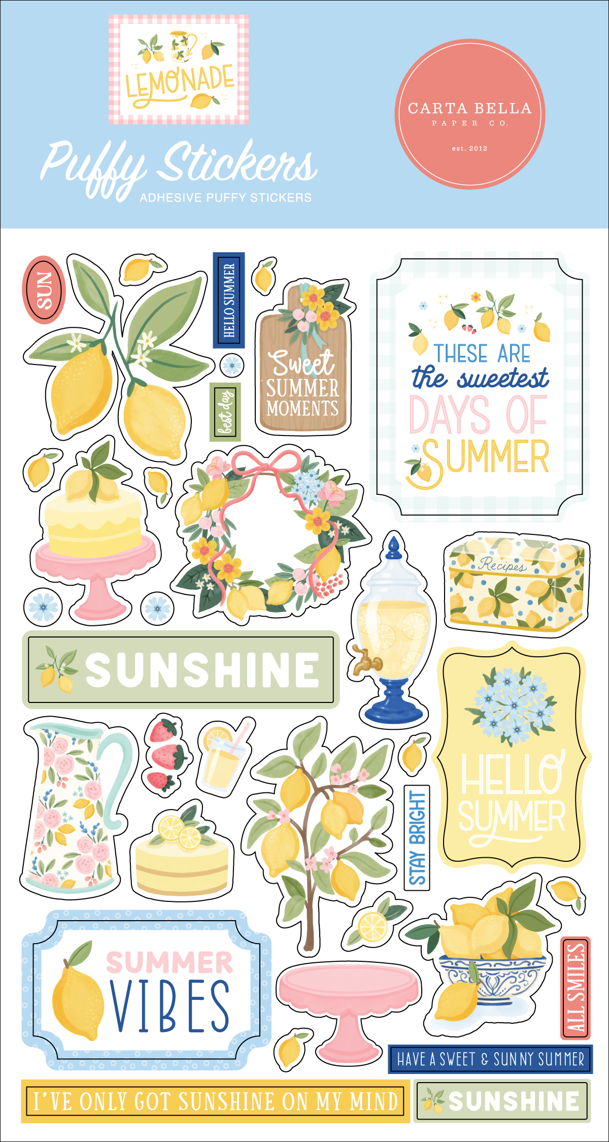 Carta Bella Lemonade Puffy Stickers
