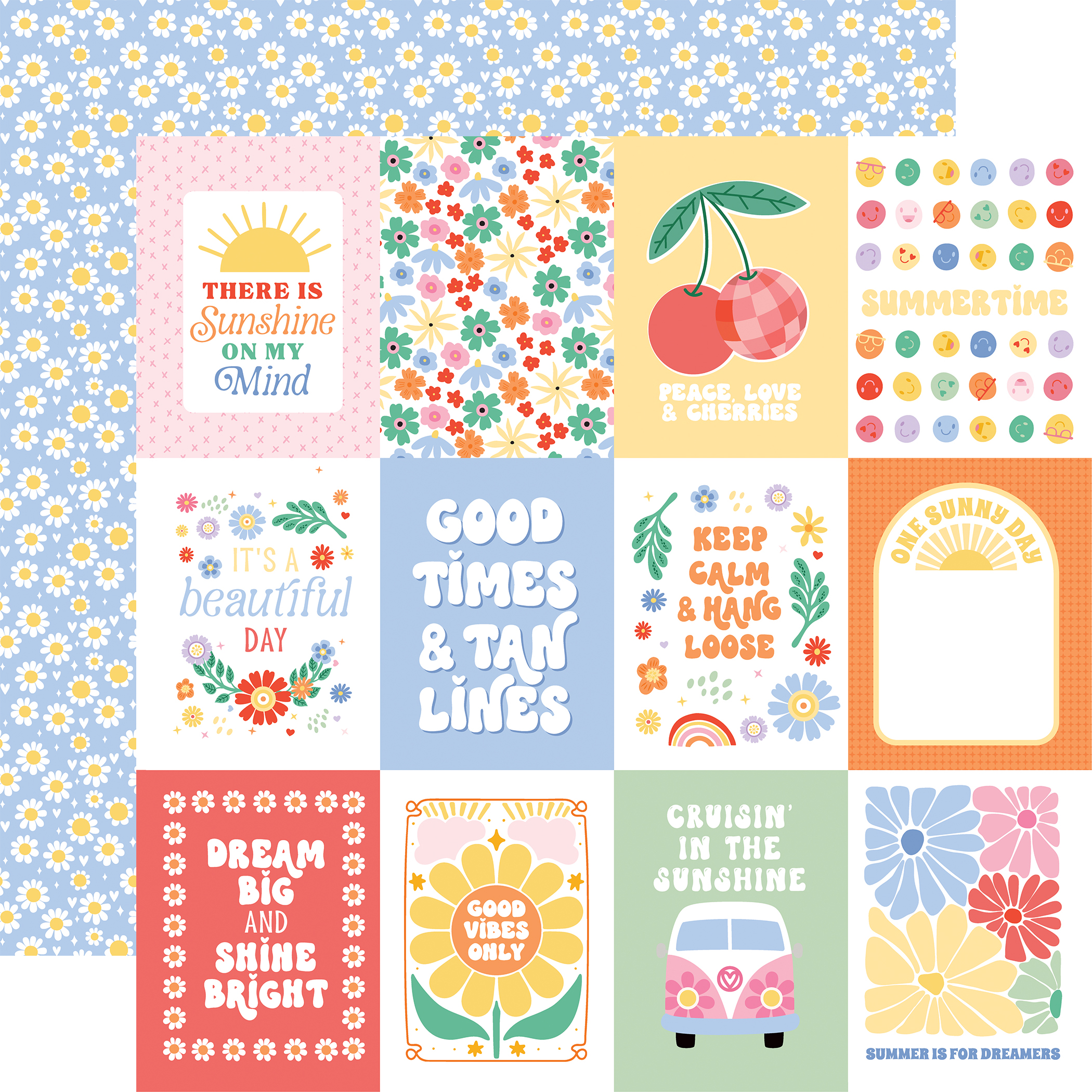 Echo Park Our Groovy Summer 12X12 3X4 Journaling Cards