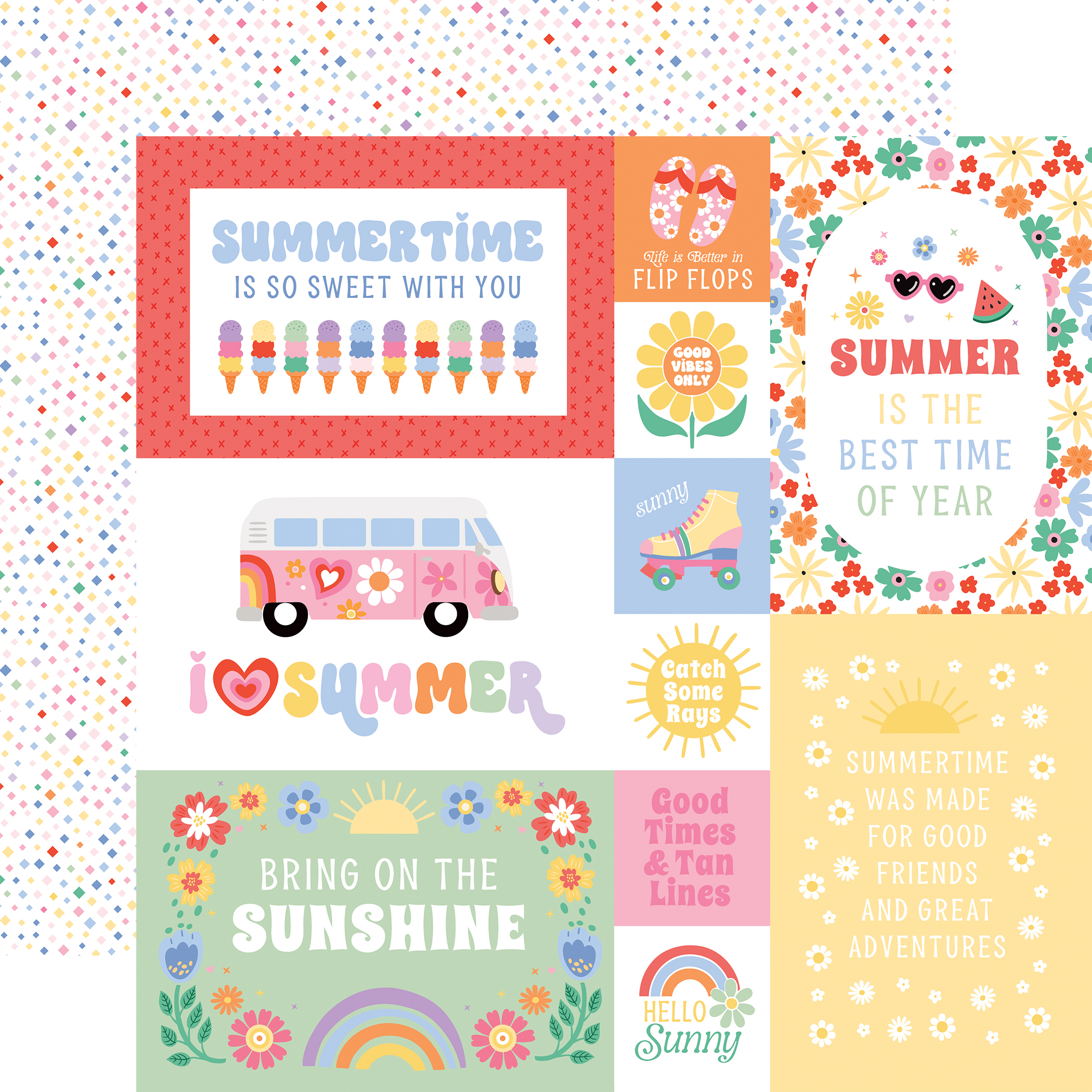 Echo Park Our Groovy Summer 12X12 Multi Journaling Cards