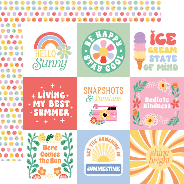 Echo Park Our Groovy Summer 12X12 4X4 Journaling Cards Echo Park Our Groovy Summer 12X12 4X4 Journaling Cards