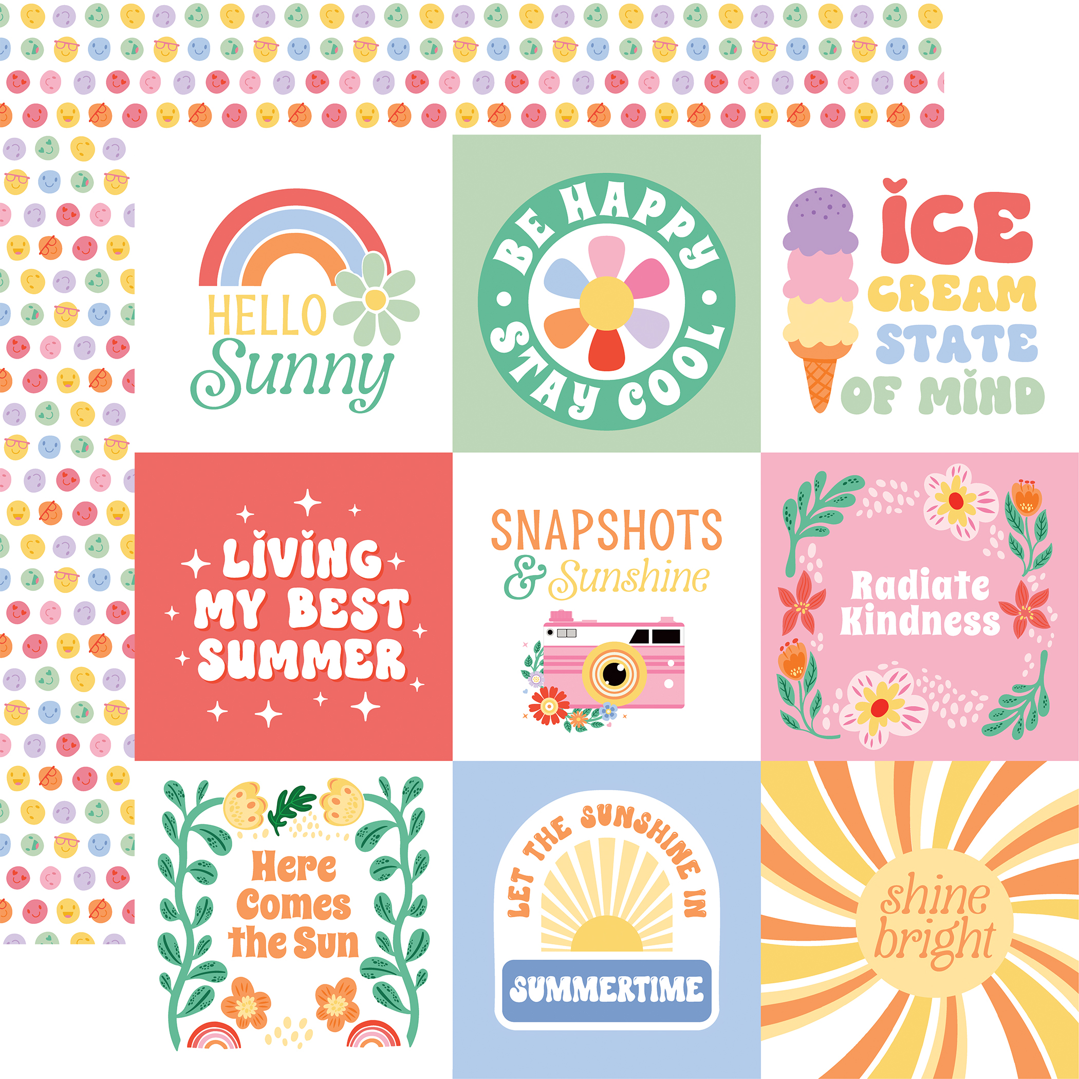 Echo Park Our Groovy Summer 12X12 4X4 Journaling Cards
