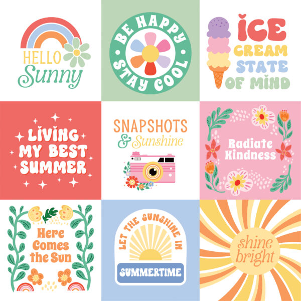 Echo Park Our Groovy Summer 12X12 4X4 Journaling Cards