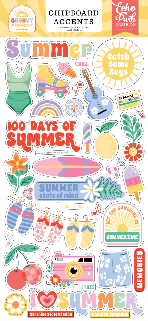 Echo Park Our Groovy Summer 6X13 Chipboard Accents Echo Park Our Groovy Summer 6X13 Chipboard Accents