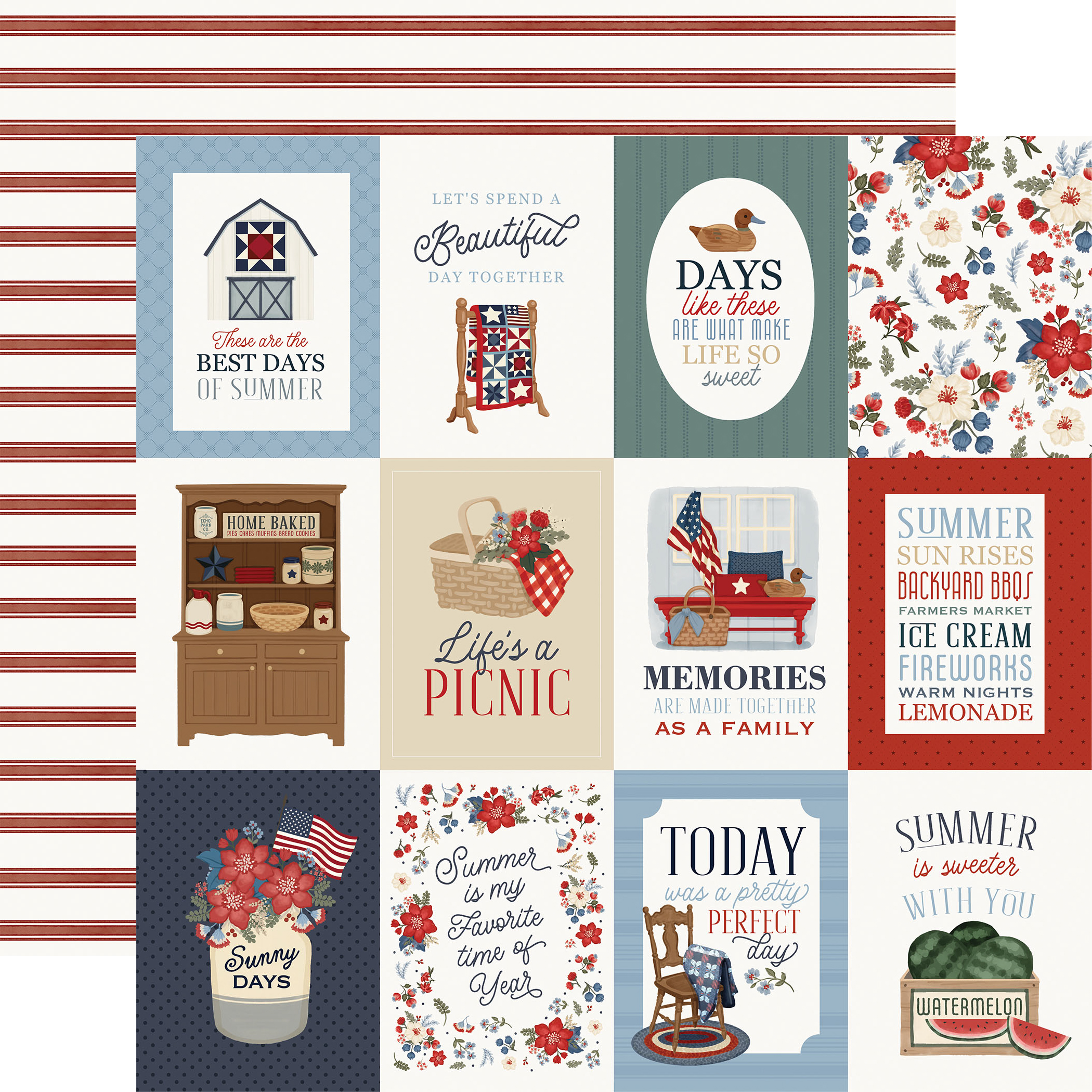 Carta Bella Americana Summer 12X12 3X4 Journaling Cards