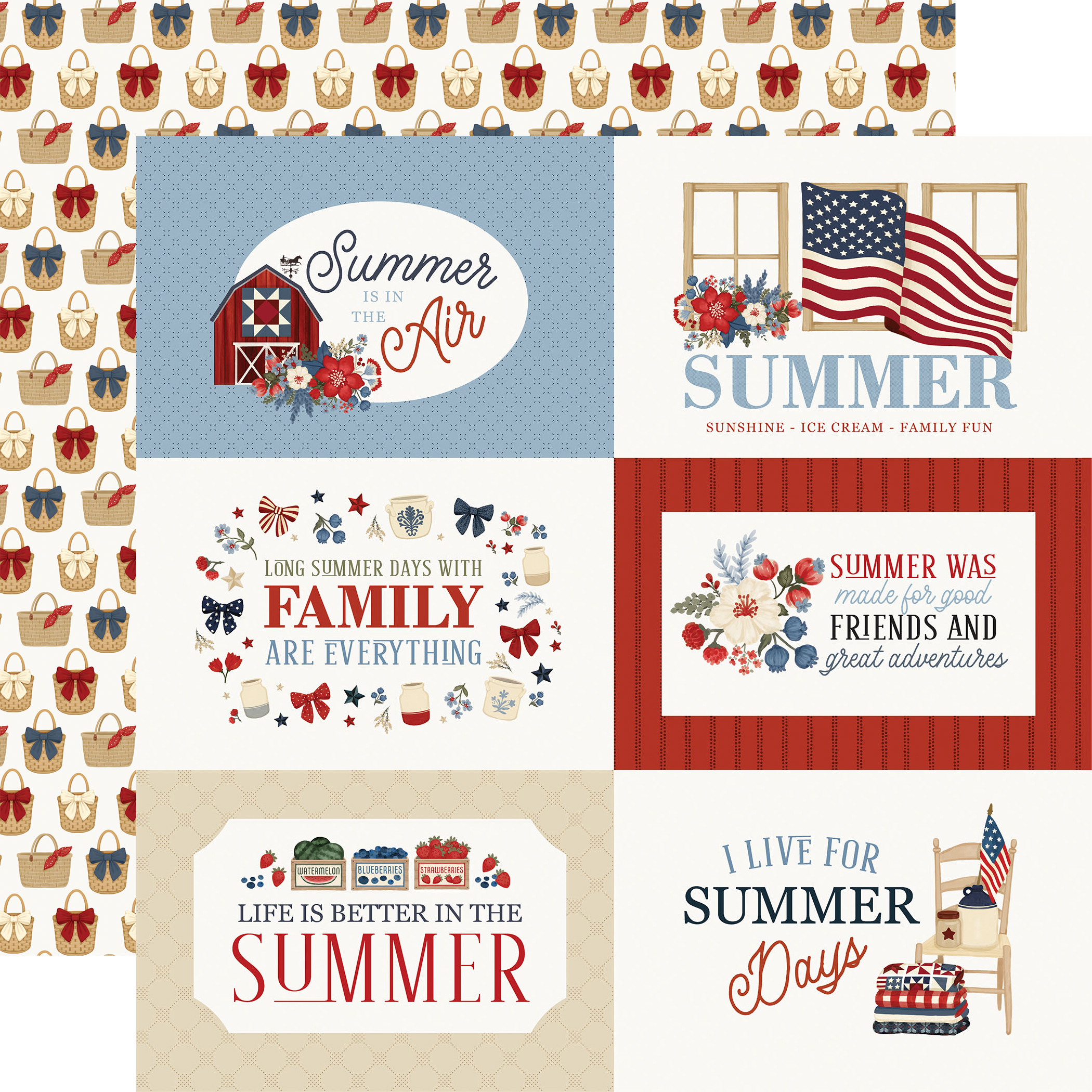 Carta Bella Americana Summer 12X12 6X4 Journaling Cards
