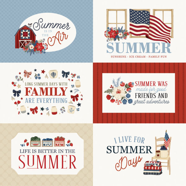 Carta Bella Americana Summer 12X12 6X4 Journaling Cards