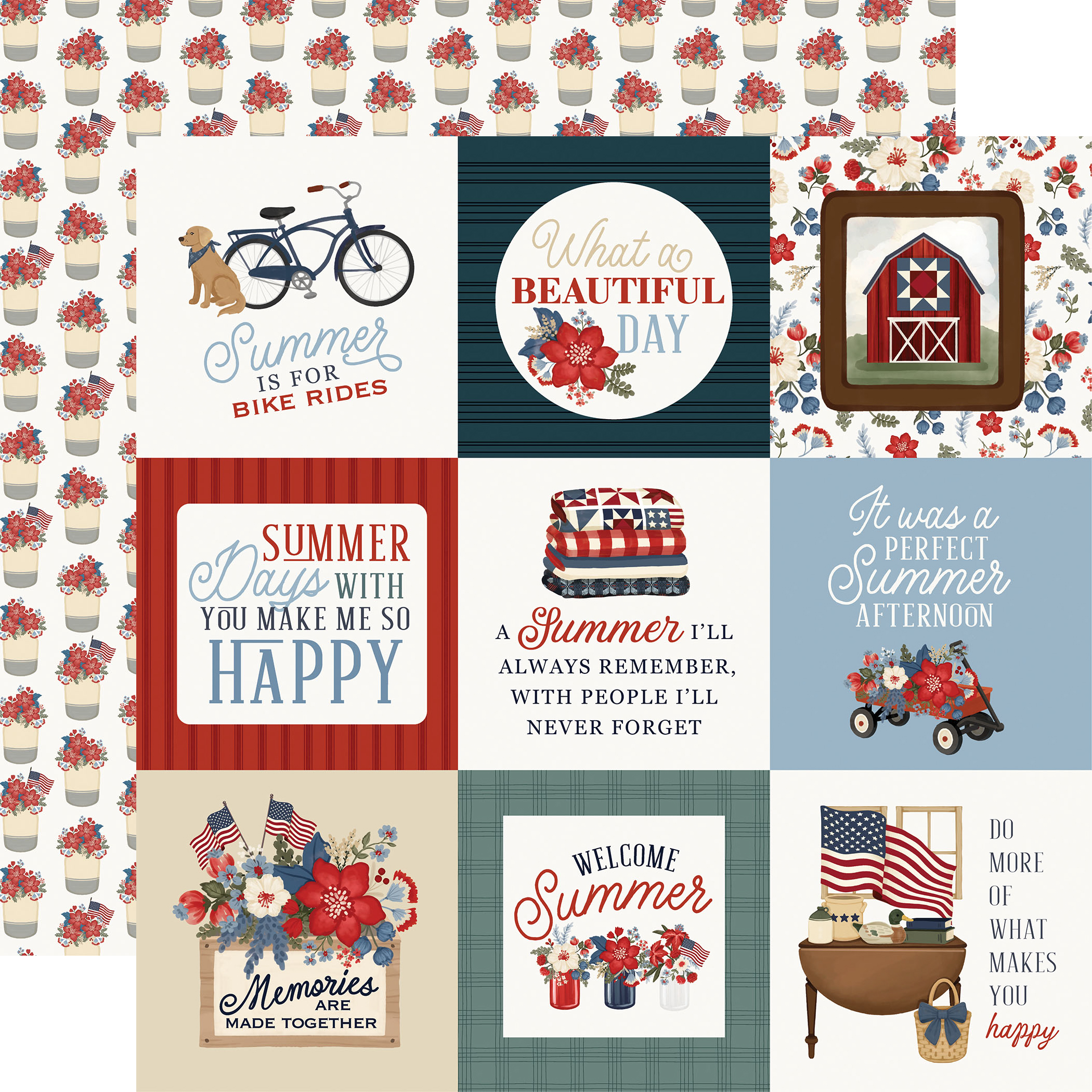 Carta Bella Americana Summer 12X12 4X4 Journaling Cards