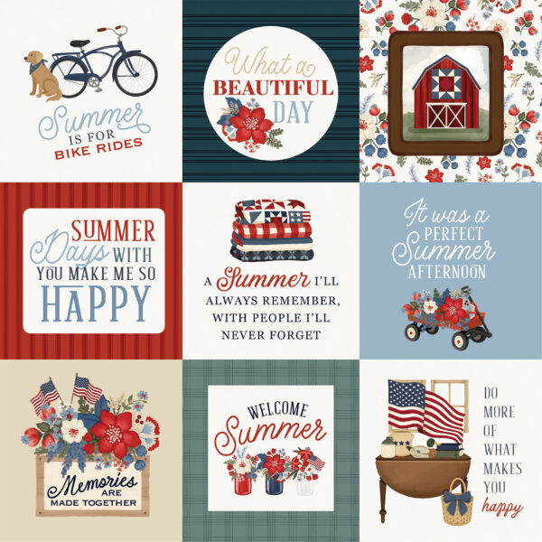 Carta Bella Americana Summer 12X12 4X4 Journaling Cards